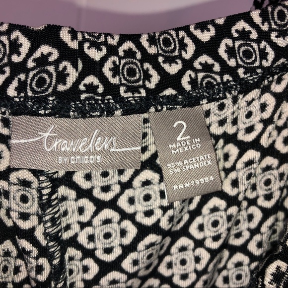 Travelers by Chico's B/W Floral Geo Pants Size 2 - Picture 8 of 9